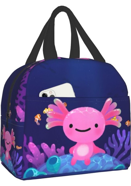 No.4 Stili 22X20X13CM Relaxolotl Sevimli Axolotl Yalıtımlı Öğle Yemeği Çantası Okul Ofis Için Salamander Hayvan Termal Soğutucu Yemek Kabı Kadın Çocuk Gıda Torbaları (Yurt Dışından)