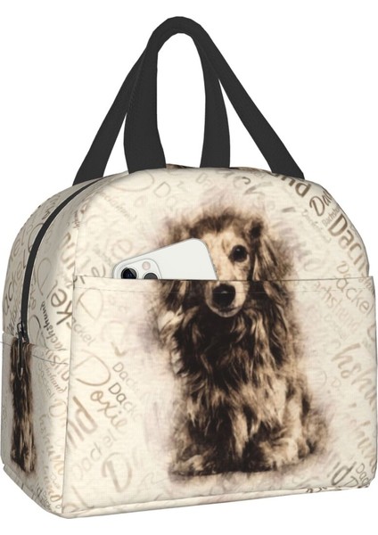 No.4 Stili 22X20X13CM Uzun Saçlı Dachshund Köpek Yalıtımlı Öğle Yemeği Çantası Kadınlar Için Taşınabilir Porsuk Sosis Wiener Termal Soğutucu Yemek Kabı Seyahat (Yurt Dışından) fiyatları