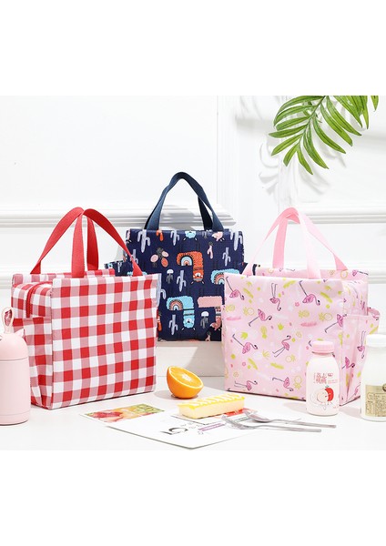 Siyah Stil Düz Renk Öğle Yemeği Çantaları Büyük Kapasiteli Çift Taraflı Cepler Çanta Gıda Saklama Çantası Isı Yalıtımı Öğle Yemeği Kutusu Çantası Oxford (Yurt Dışından) fırsatları