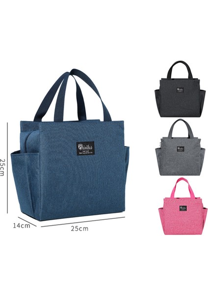 Siyah Stil Düz Renk Öğle Yemeği Çantaları Büyük Kapasiteli Çift Taraflı Cepler Çanta Gıda Saklama Çantası Isı Yalıtımı Öğle Yemeği Kutusu Çantası Oxford (Yurt Dışından) indirimleri