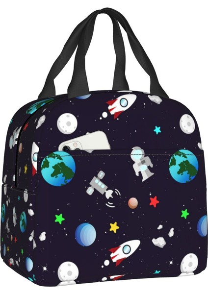 No.6 Stili 22X20X10CM Uzay Evren Güneş Gezegen Öğle Yemeği Çantası Soğutucu Sıcak Yalıtımlı Astronot Spaceman Yemek Kabı Kadınlar Çocuklar Için Okul Gıda Çantaları (Yurt Dışından)