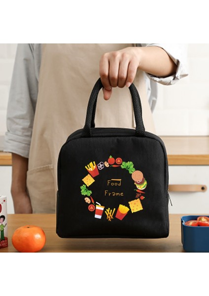 4FOOD046 Tarzı Öğle Yemeği Çantası Soğutucu Tote Taşınabilir Yalıtımlı Fermuar Termal Kanvas Çanta Gıda Unisex Seyahat Öğle Yemeği Kutusu Organizatör Çanta Gıda Baskı (Yurt Dışından)