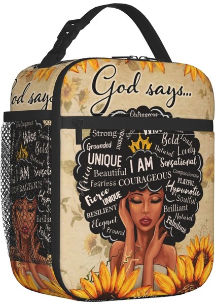 No.13 Tarzı 26X21X11CM Tanrı Diyor Ki Yeniden Kullanılabilir Öğle Yemeği Kutuları Kadın Sızdırmaz Soyut Afrika Kadın Soğutucu Termal Gıda Yalıtımlı Öğle Yemeği Çantası Okul Çocukları (Yurt Dışından) fiyatları