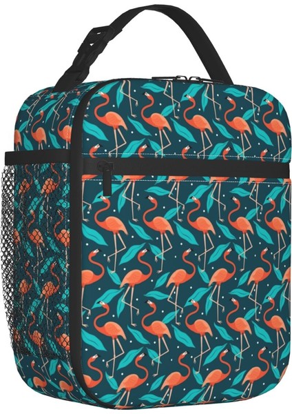 No.11 Tarzı 26X21X11CM Siyah Flamingo Desen Yalıtımlı Öğle Yemeği Çantası Kadınlar Için Yeniden Kullanılabilir Soğutucu Termal Öğle Yemeği Çantası Ofis Çalışma Okulu (Yurt Dışından)