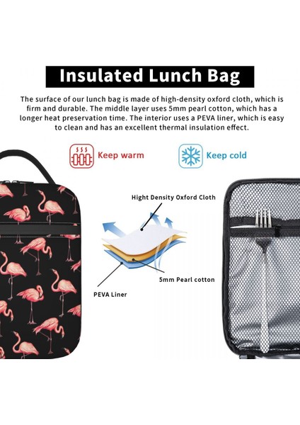 No.11 Tarzı 26X21X11CM Siyah Flamingo Desen Yalıtımlı Öğle Yemeği Çantası Kadınlar Için Yeniden Kullanılabilir Soğutucu Termal Öğle Yemeği Çantası Ofis Çalışma Okulu (Yurt Dışından) indirimleri