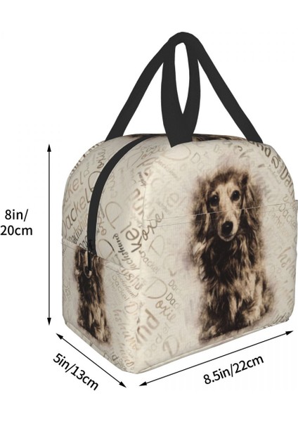 No.1 Stili 22X20X13CM Uzun Saçlı Dachshund Köpek Yalıtımlı Öğle Yemeği Çantası Kadınlar Için Taşınabilir Porsuk Sosis Wiener Termal Soğutucu Yemek Kabı Seyahat (Yurt Dışından) fırsatları
