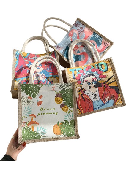 Bir Stil Bayanlar Etty Kare Çanta, Kızlar Kişiselleştirilmiş Karikatür Hayvan Bitki Baskı Ev Ofis Için Rahat Alışveriş Çantası (Yurt Dışından) modelleri