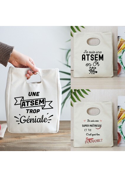 9ATSEM0011 Stili Merci Atsem Baskı Fonksiyonel Soğutucu Öğle Yemeği Çantası Taşınabilir Yalıtımlı Tuval Bento Termal Okul Gıda Saklama Torbaları Öğretmen Hediyeler (Yurt Dışından) fiyatları