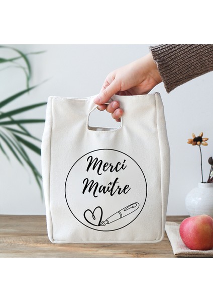 9ATSEM0018 Stili Merci Atsem Baskı Fonksiyonel Soğutucu Öğle Yemeği Çantası Taşınabilir Yalıtımlı Tuval Bento Termal Okul Gıda Saklama Torbaları Öğretmen Hediyeler (Yurt Dışından)