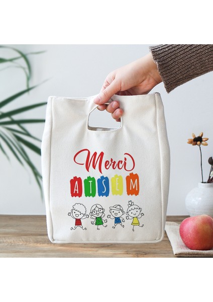 9ATSEM0018 Stili Merci Atsem Baskı Fonksiyonel Soğutucu Öğle Yemeği Çantası Taşınabilir Yalıtımlı Tuval Bento Termal Okul Gıda Saklama Torbaları Öğretmen Hediyeler (Yurt Dışından) indirimleri