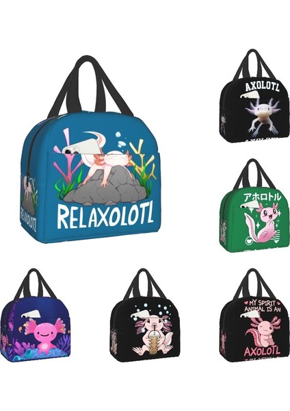 No.6 Stili 22X20X13CM Relaxolotl Sevimli Axolotl Yalıtımlı Öğle Yemeği Çantası Okul Ofis Için Salamander Hayvan Termal Soğutucu Yemek Kabı Kadın Çocuk Gıda Torbaları (Yurt Dışından)