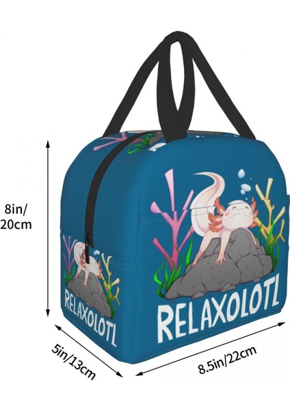 No.6 Stili 22X20X13CM Relaxolotl Sevimli Axolotl Yalıtımlı Öğle Yemeği Çantası Okul Ofis Için Salamander Hayvan Termal Soğutucu Yemek Kabı Kadın Çocuk Gıda Torbaları (Yurt Dışından)