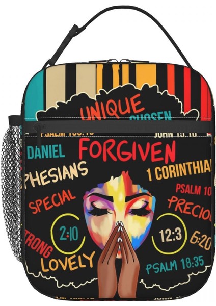 No.10 Stili 26X21X11CM Tanrı Ben Afro Afro-Amerikan Yalıtımlı Öğle Yemeği Çantası Kadın Siyah Kadın Yeniden Kullanılabilir Termal Soğutucu Bento Kutusu Okul (Yurt Dışından) modelleri