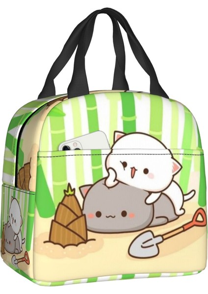 No.6 Stili 22X20X13CM Karikatür Mochi Kedi Şeftali ve Goma Meme Öğle Yemeği Çantası Kadın Termal Soğutucu Yalıtımlı Yemek Kabı Çalışma Ofisi Seyahat Için Gıda Çantaları (Yurt Dışından)
