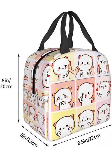 No.6 Stili 22X20X13CM Karikatür Mochi Kedi Şeftali ve Goma Meme Öğle Yemeği Çantası Kadın Termal Soğutucu Yalıtımlı Yemek Kabı Çalışma Ofisi Seyahat Için Gıda Çantaları (Yurt Dışından) modelleri