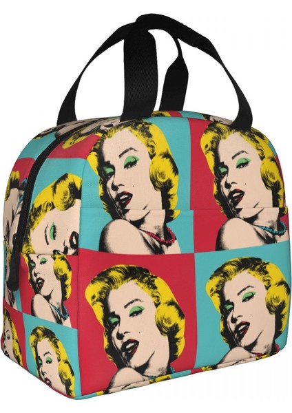 No.4 Stili 22X20X13CM Pop Art Altın Warhol Öğle Yemeği Çantası Taşınabilir Termal Yalıtımlı Soğutucu Altın Kız Monroe Yemek Kabı Kadınlar Için Kamp Gıda Çantaları (Yurt Dışından)