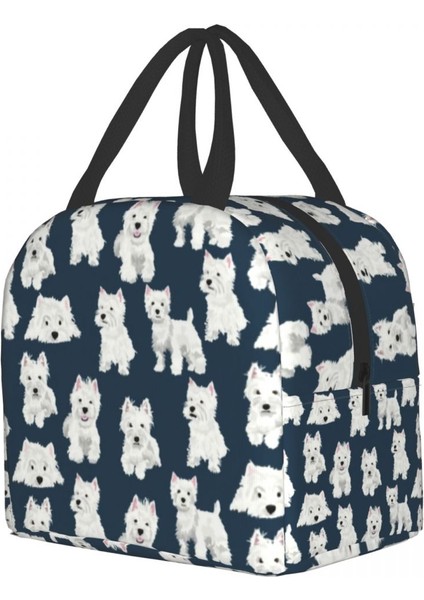No.1 Stili 22X20X13CM West Highland Terrier Köpek Termal Yalıtımlı Öğle Yemeği Çantası Kadın Westie Yavrusu Yeniden Kullanılabilir Yemek Kabı Tote Okul Gıda Çantaları (Yurt Dışından) modelleri