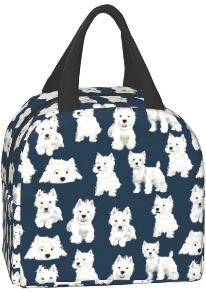 No.1 Stili 22X20X13CM West Highland Terrier Köpek Termal Yalıtımlı Öğle Yemeği Çantası Kadın Westie Yavrusu Yeniden Kullanılabilir Yemek Kabı Tote Okul Gıda Çantaları (Yurt Dışından) fırsatları
