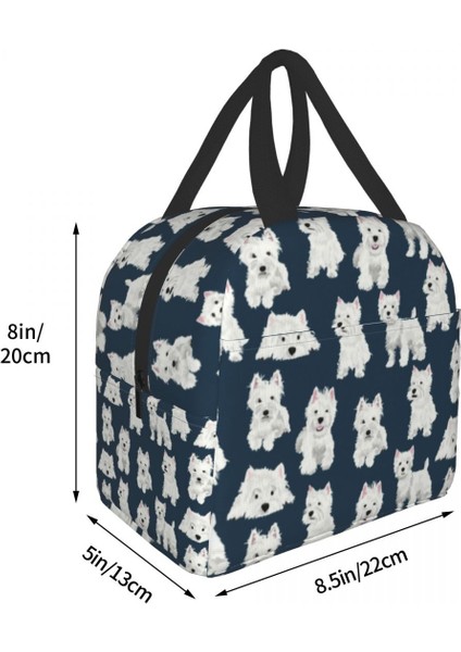 No.1 Stili 22X20X13CM West Highland Terrier Köpek Termal Yalıtımlı Öğle Yemeği Çantası Kadın Westie Yavrusu Yeniden Kullanılabilir Yemek Kabı Tote Okul Gıda Çantaları (Yurt Dışından) indirimleri