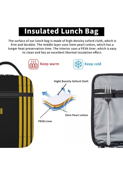 No.7 Tarzı Pilot Kaptan Çizgili Yalıtımlı Öğle Yemeği Çantaları Kadınlar Için Havacılık Uçak Aviator Taşınabilir Termal Soğutucu Gıda Yemek Kabı Okul (Yurt Dışından) indirimleri