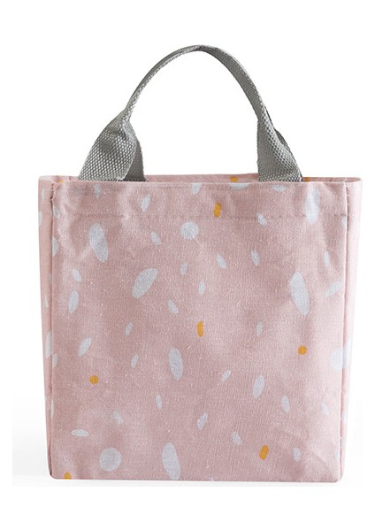 Pembe Tarzı Kadınlar Için Öğle Yemeği Çantası Ağız Yalıtım Kelepçe Kanvas Öğle Yemeği Çantaları (Yurt Dışından)