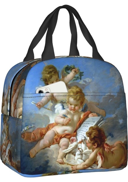 No.9 Stili 22X20X13CM Rönesans Melekler Kanatlı Cherubs Yalıtımlı Öğle Yemeği Çantası Taşınabilir Sıcak Soğutucu Termal Öğle Yemeği Çantası Gıda Taşıyıcı Tote (Yurt Dışından)