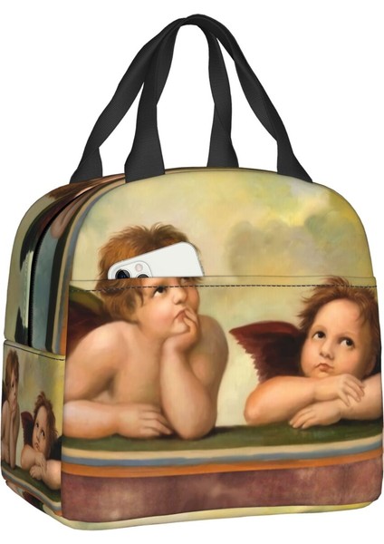 No.9 Stili 22X20X13CM Rönesans Melekler Kanatlı Cherubs Yalıtımlı Öğle Yemeği Çantası Taşınabilir Sıcak Soğutucu Termal Öğle Yemeği Çantası Gıda Taşıyıcı Tote (Yurt Dışından)