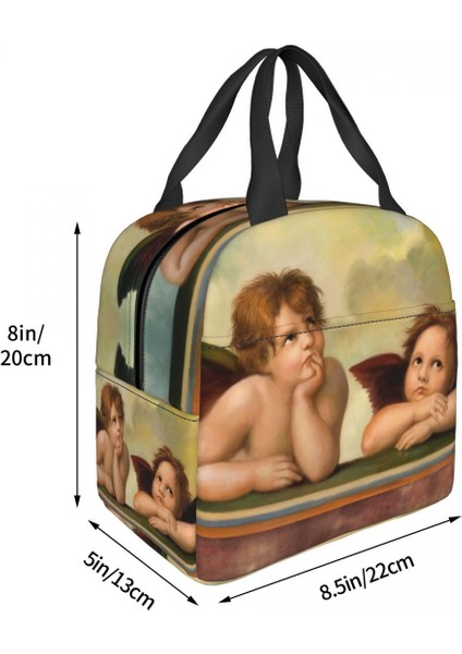 No.9 Stili 22X20X13CM Rönesans Melekler Kanatlı Cherubs Yalıtımlı Öğle Yemeği Çantası Taşınabilir Sıcak Soğutucu Termal Öğle Yemeği Çantası Gıda Taşıyıcı Tote (Yurt Dışından)