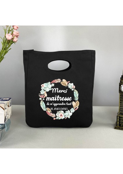 9MERCIDE005 Stili Merci Maitresse Baskı Öğle Yemeği Çantası Özel Ad Yalıtımlı Termal Bento Tote Okul Gıda Saklama Çantası Öğretmen Hediyeler (Yurt Dışından)