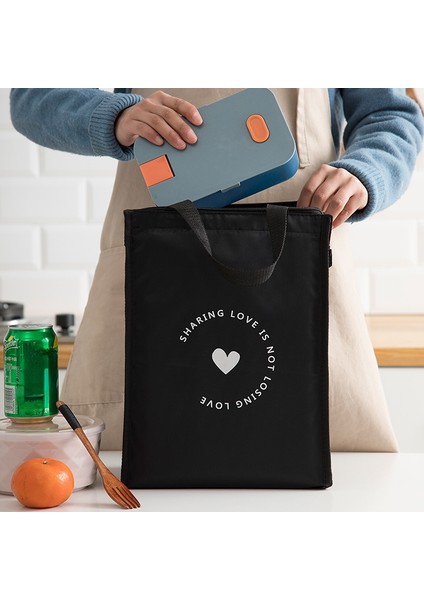 Siyah-1 Tarzı Kadınlar Için Öğle Yemeği Kutusu Çantaları Gıda Soğutucu Çanta Öğle Yemeği Çantası ile Yalıtımlı Bento Tote (Yurt Dışından)