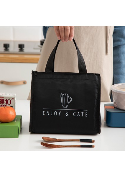 Siyah-1 Tarzı Kadınlar Için Öğle Yemeği Kutusu Çantaları Gıda Soğutucu Çanta Öğle Yemeği Çantası ile Yalıtımlı Bento Tote (Yurt Dışından) modelleri