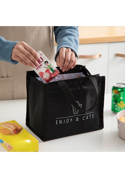 Siyah-1 Tarzı Kadınlar Için Öğle Yemeği Kutusu Çantaları Gıda Soğutucu Çanta Öğle Yemeği Çantası ile Yalıtımlı Bento Tote (Yurt Dışından) fırsatları