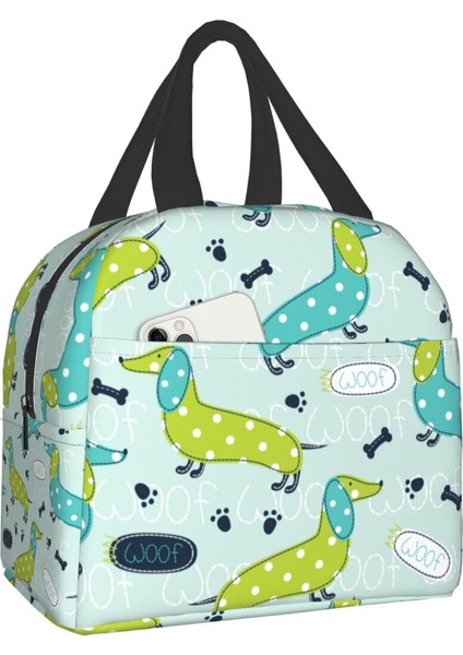 No.12 Tarzı 22X20X10CM Aşk Woof Dachshund Sosis Köpek Yalıtımlı Öğle Yemeği Çantası Okul Ofis Için Wiener Porsuk Köpekler Termal Soğutucu Yemek Kabı Kadın Erkek (Yurt Dışından)