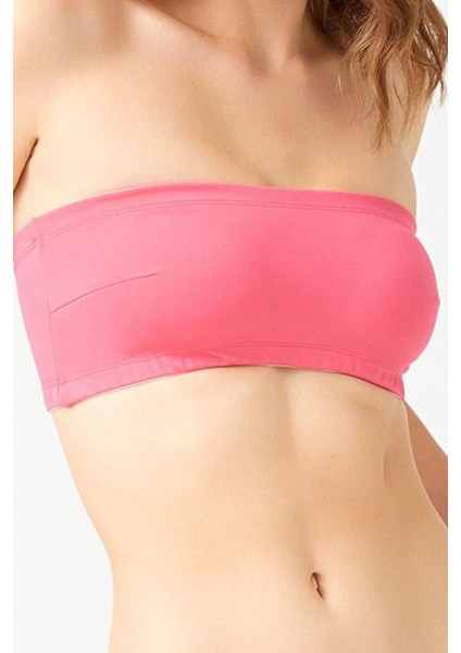 Straplez Crop Top Büstiyer Pembe