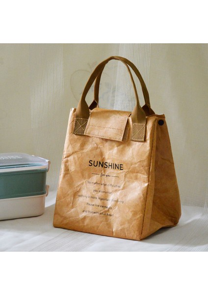 Haki Tarzı Kağıt Öğle Yemeği Çantası Su Geçirmez Yalıtım Çantası Uzatmak ve Kalınlaşmak Alüminyum Folyo Japon Çanta Ofis Çalışanı Öğrenci (Yurt Dışından)