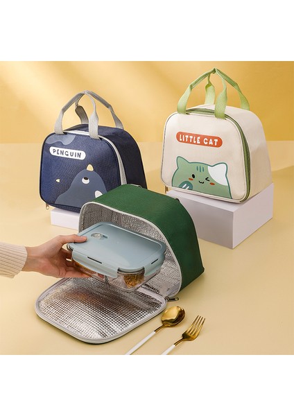Mavi Stil Öğle Yemeği Kutusu Taşıyıcı Yalıtımlı Bento Çantası Su Geçirmez Yağa Dayanıklı Öğle Yemeği Çantası Alüminyum Folyo Astarlı Öğle Yemeği Kutusu Çantası (Yurt Dışından)
