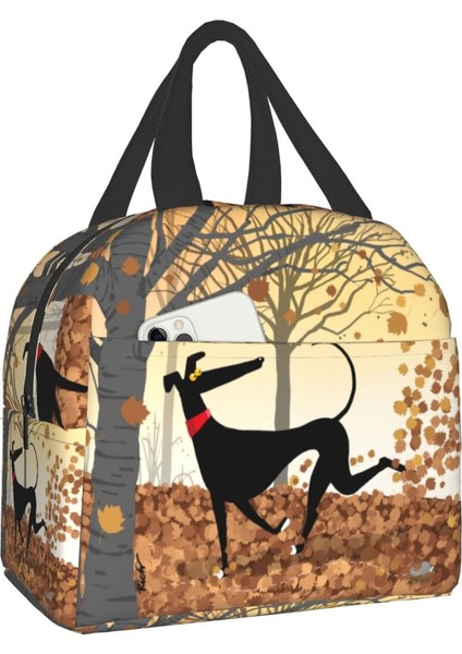 No.4 Stili 22X20X13CM Tazı Köpek Sanat Yalıtımlı Yemek Çantası Erkekler Kadınlar Için Whippet Sihthound Köpek Termal Soğutucu Yemek Kabı Okul Için (Yurt Dışından)