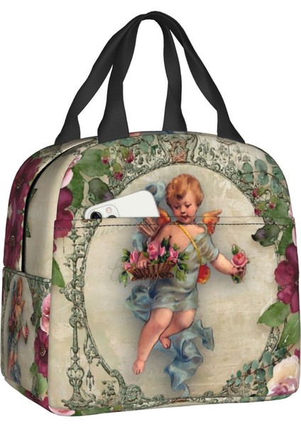 No.15 Tarzı 22X20X13CM Rönesans Melekler Kanatlı Cherubs Yalıtımlı Öğle Yemeği Çantası Taşınabilir Sıcak Soğutucu Termal Öğle Yemeği Çantası Gıda Taşıyıcı Tote (Yurt Dışından)