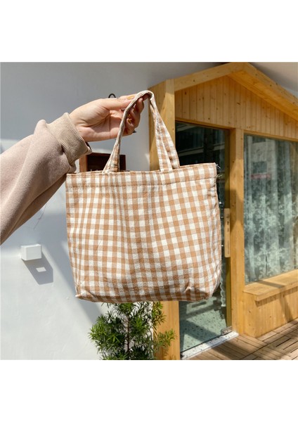 Mavi Stil Gıda Torbaları Küçük Öğle Yemeği Taşınabilir Tote Yeni Çanta Tarzı Japon Ekose Çocuk Çocuk Kadın Basit Öğle Yemeği Pamuk Kore Çantası (Yurt Dışından) fiyatları