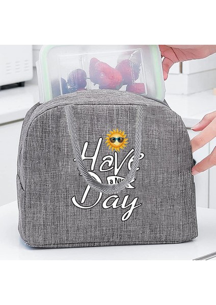 Kumral Stili Öğle Yemeği Yalıtımlı Çanta Çocuklar Için Yemekler Taşınabilir Termal Gıda Çantaları Ingilizce Desen Çanta Organizern Unisex Çanta Tote (Yurt Dışından)