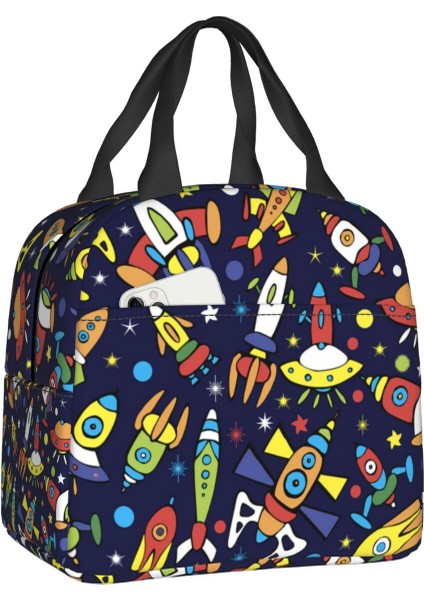 No.17 Tarzı 22X20X10CM Uzay Evren Güneş Gezegen Öğle Yemeği Çantası Soğutucu Sıcak Yalıtımlı Astronot Spaceman Yemek Kabı Kadınlar Çocuklar Için Okul Gıda Çantaları (Yurt Dışından)