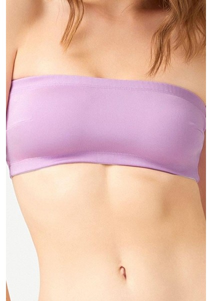 Straplez Crop Top Büstiyer Lila