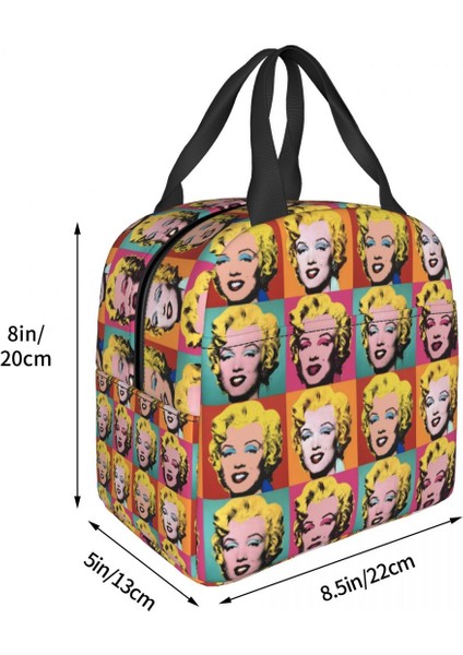 No.10 Stili 22X20X13CM Pop Art Altın Warhol Öğle Yemeği Çantası Taşınabilir Termal Yalıtımlı Soğutucu Altın Kız Monroe Yemek Kabı Kadınlar Için Kamp Gıda Çantaları (Yurt Dışından)