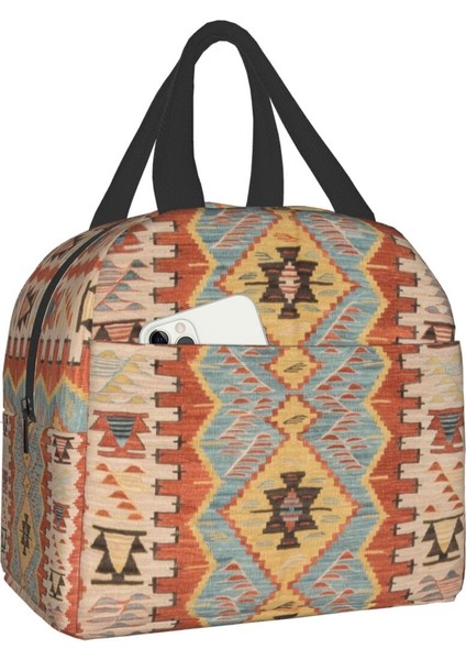 No.4 Stili 22X20X13CM Türk Farsça Bohemian Kilim Baskı Termal Yalıtımlı Öğle Yemeği Çantaları Geometrik Etortable Yemek Kabı Kamp Seyahat Için (Yurt Dışından)