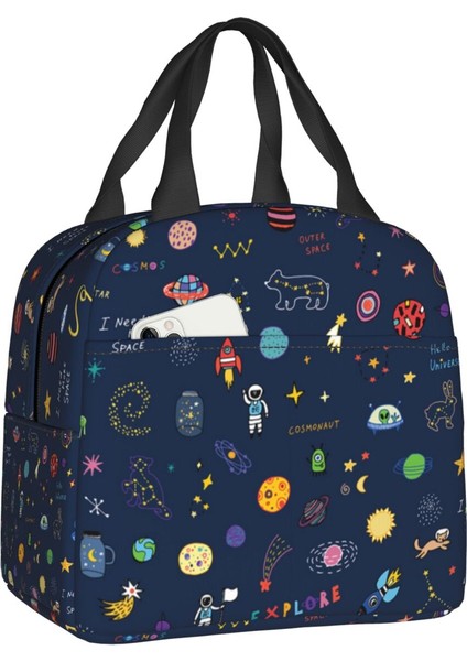 No.19 Tarzı 22X20X10CM Uzay Evren Güneş Gezegen Öğle Yemeği Çantası Soğutucu Sıcak Yalıtımlı Astronot Spaceman Yemek Kabı Kadınlar Çocuklar Için Okul Gıda Çantaları (Yurt Dışından)
