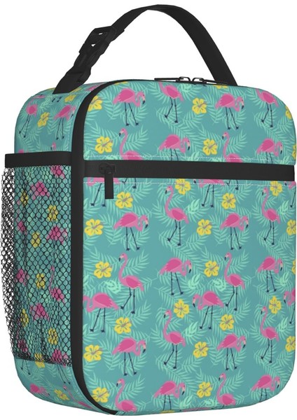 No.18 Stili 26X21X11CM Pembe Flamingo Taşınabilir Öğle Yemeği Kutuları Kadın Çok Fonksiyonlu Termal Soğutucu Gıda Yalıtımlı Öğle Yemeği Çantası Çocuklar Okul Çocukları (Yurt Dışından)
