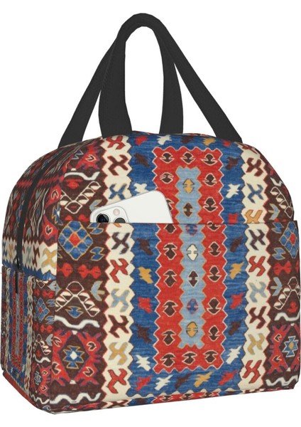 No.5 Tarzı 22X20X13CM Vintage Dokuma Halı Kilim Baskı Termal Yalıtımlı Öğle Yemeği Çantası Bohemian Etnik Geometrik Taşınabilir Yemek Kabı Çalışma Okulu Için (Yurt Dışından)
