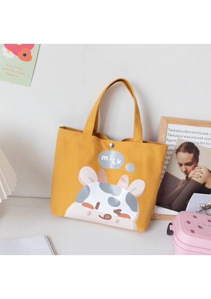 Sarı-Toka Tarzı Yaz Öğle Yemeği Çanta Koreli Öğrenciler Sevimli Öğle Yemeği Kutusu Öğle Yemeği Çantası Pirinç Tote Çanta Küçük Bez Çanta Bolsas De Almuerzo ile Çalışmak Için (Yurt Dışından)