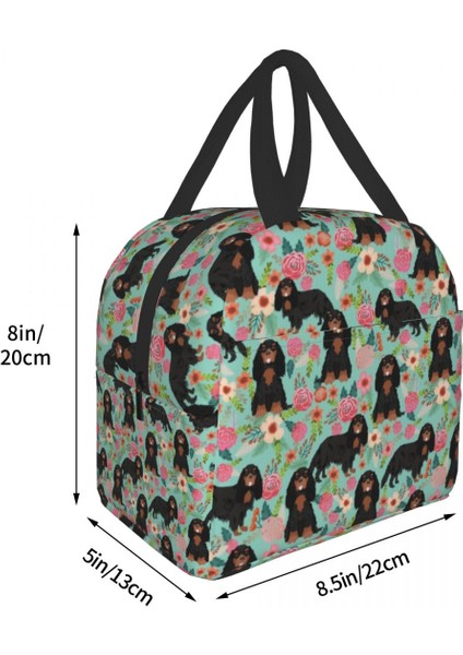 No.8 Tarzı 22X20X13CM Cavalier King Charles Spaniel Köpek Çiçek Baskı Yalıtımlı Öğle Yemeği Çantası Taşınabilir Soğutucu Termal Gıda Yemek Kabı Çalışma Seyahat Için (Yurt Dışından) indirimleri