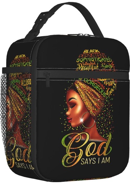 No.6 Stili 26X21X11CM Tanrı Diyor Ki Yeniden Kullanılabilir Öğle Yemeği Kutuları Kadın Sızdırmaz Soyut Afrika Kadın Soğutucu Termal Gıda Yalıtımlı Öğle Yemeği Çantası Okul Çocukları (Yurt Dışından)